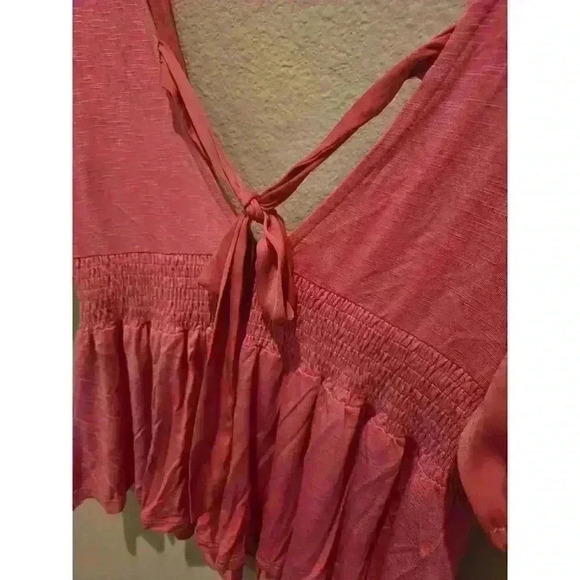 Dolan Left Coast Women's XS Pink Peplum V-Neck Sleeveless Blouse Coquette Barbie - Picture 6 of 9